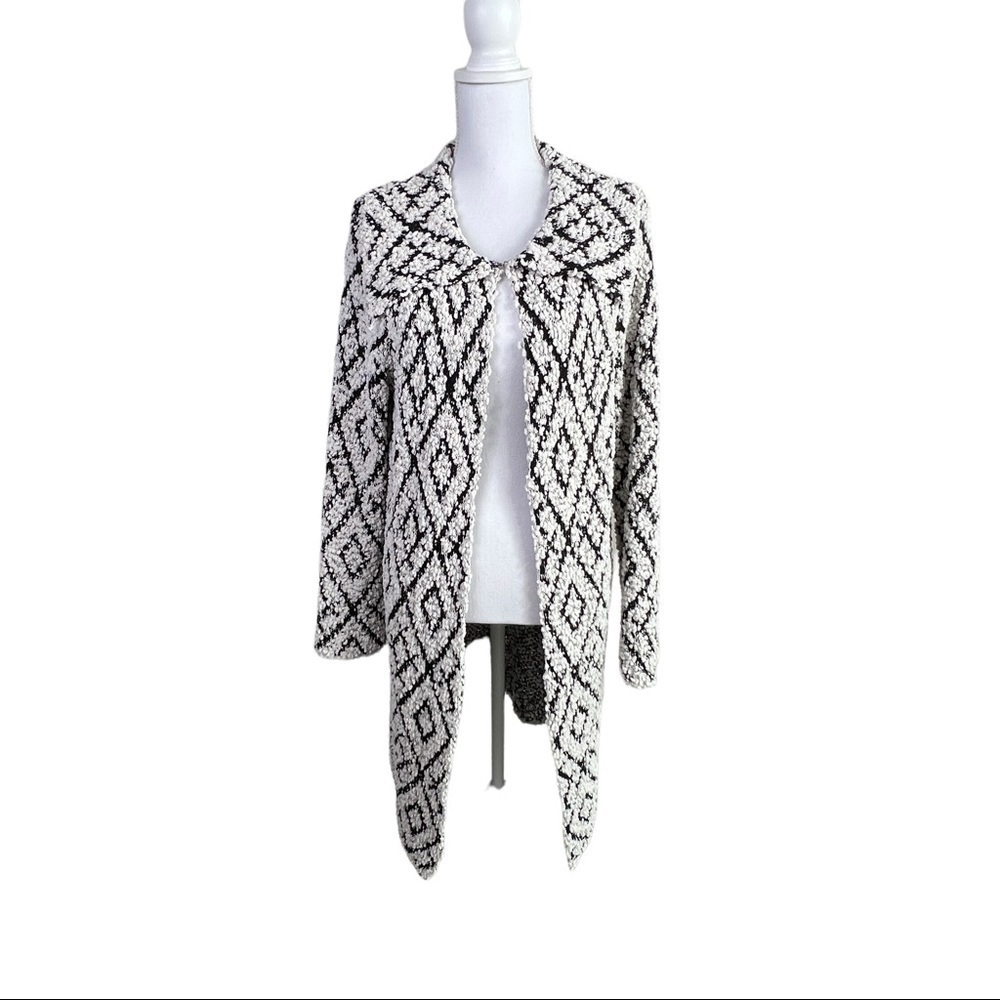 Solitaire by Ravi Khosla Anthropologie popcorn Knit Long open front Cardigan L